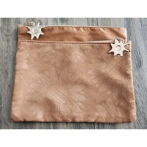 2X NEW Ipsy Faux Suede Cosmetic Makeup Bag April 2026 Brown Sunflower, Sun Pull